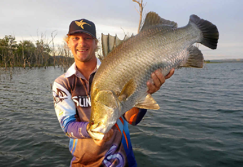 WHOPPER BARRA: Dustin Sippel pulled out a ripper of a barramundi during the Australian Barra and Basstasstic Tournaments. WHOPPER BARRA: Dustin Sippel pulled out a ripper of a barramundi during the Australian Barra and Basstasstic Tournaments.